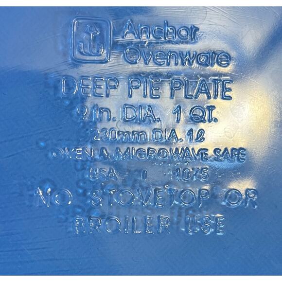 2 Anchor Hocking VTG Cobalt Blue Ovenware 9” Deep Pie Plate Fluted Glass Handles - Picture 2 of 5